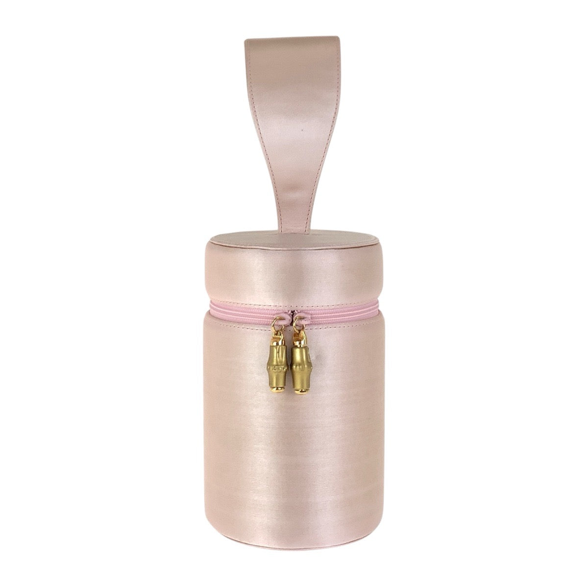 16821
GUCCI グッチ バンブー ピンク ゴールド金具 サテン ハンドバッグ バニティバッグ  レディース AB27