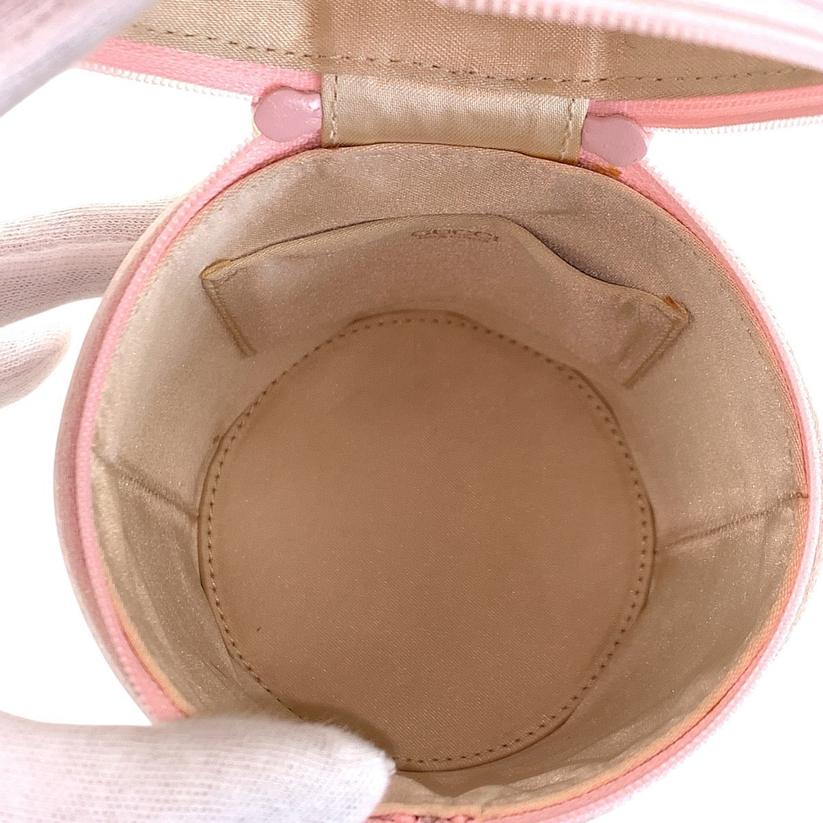16821
GUCCI グッチ バンブー ピンク ゴールド金具 サテン ハンドバッグ バニティバッグ  レディース AB27