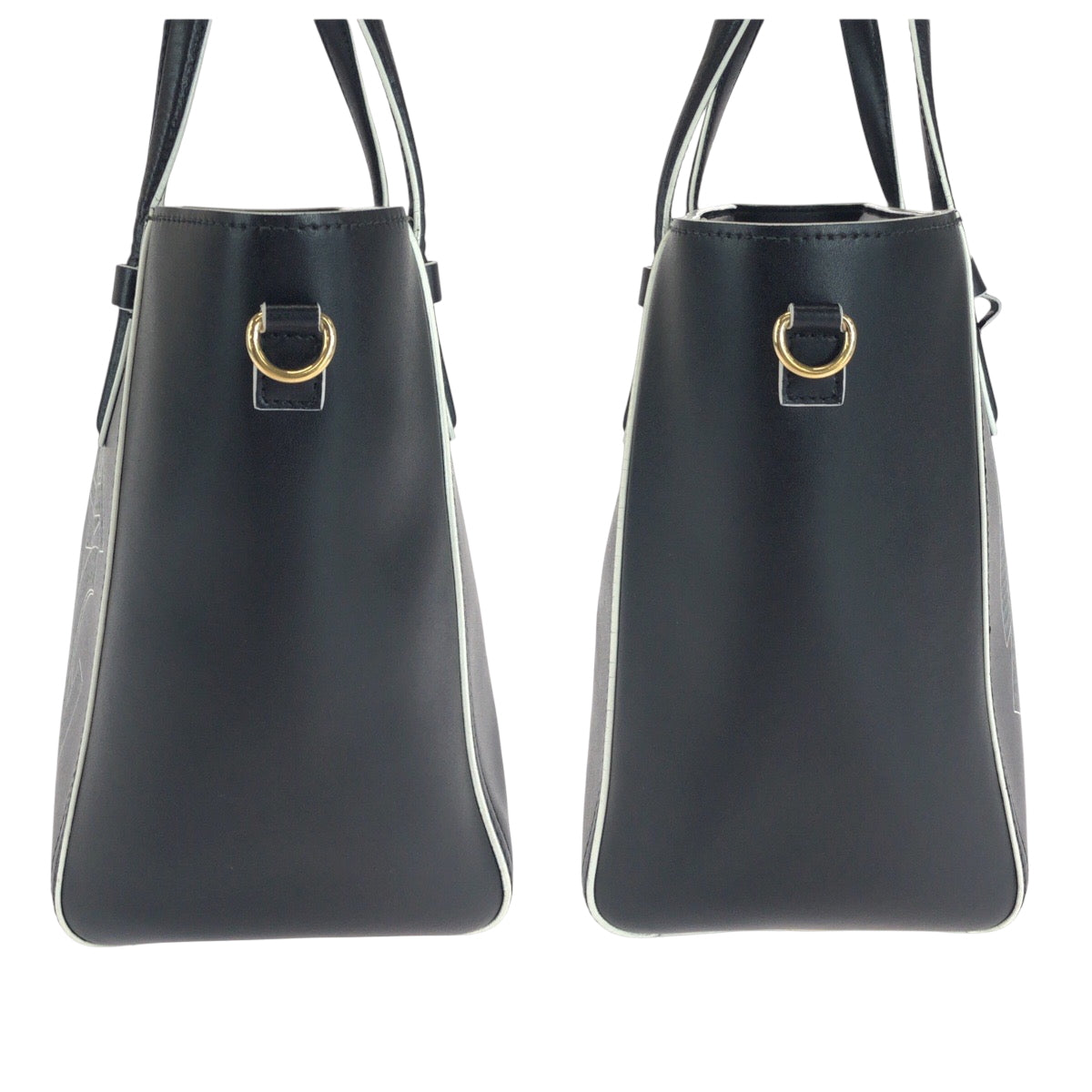 16822
Salvatore Ferragamo サルヴァトーレフェラガモ ボニーレタリングロゴ ブラック 黒 ホワイト シルバー金具 レザー 21 G284 トートバッグ ハンドバッグ  レディース