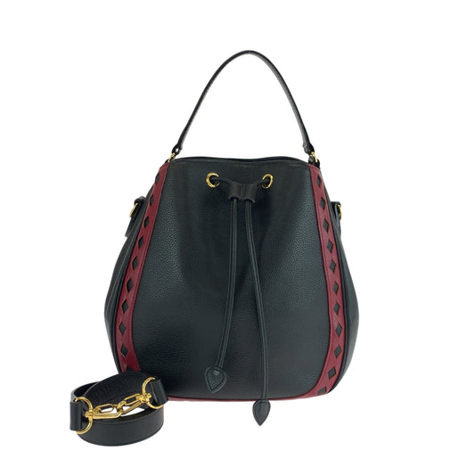 16823
YVES SAINT LAURENT イヴ サンローラン ヴィンテージ ダイヤカット ブラック 黒 レッド ゴールド金具 レザー ショルダーバッグ ハンドバッグ レディース ABP50