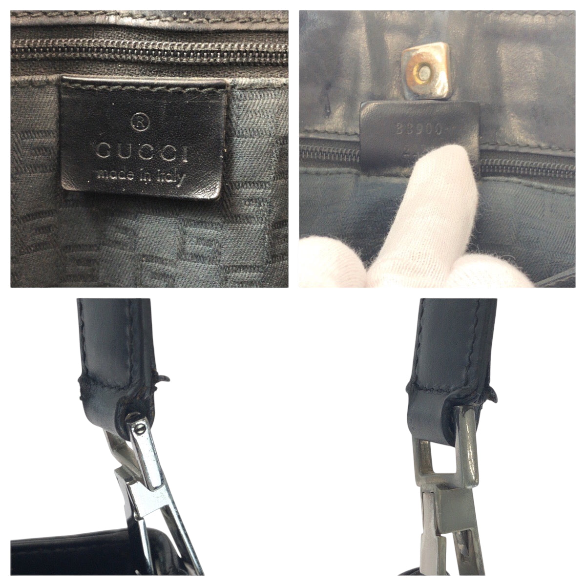 16824
GUCCI グッチ シェリーライン ブラック 黒 グリーン レッド シルバー金具 スウェード / レザー 33900 ワンショルダーバッグ  レディース AB32
