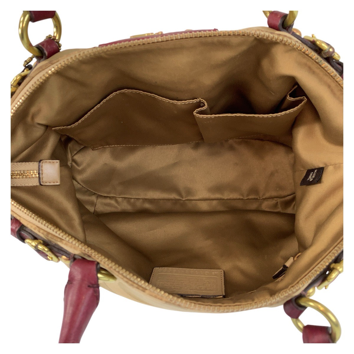 16826
COACH コーチ オプアート ベージュ ボルドー ゴールド金具 キャンバス / レザー 18650 トートバッグ ショルダーバッグ 2way  レディース AB5