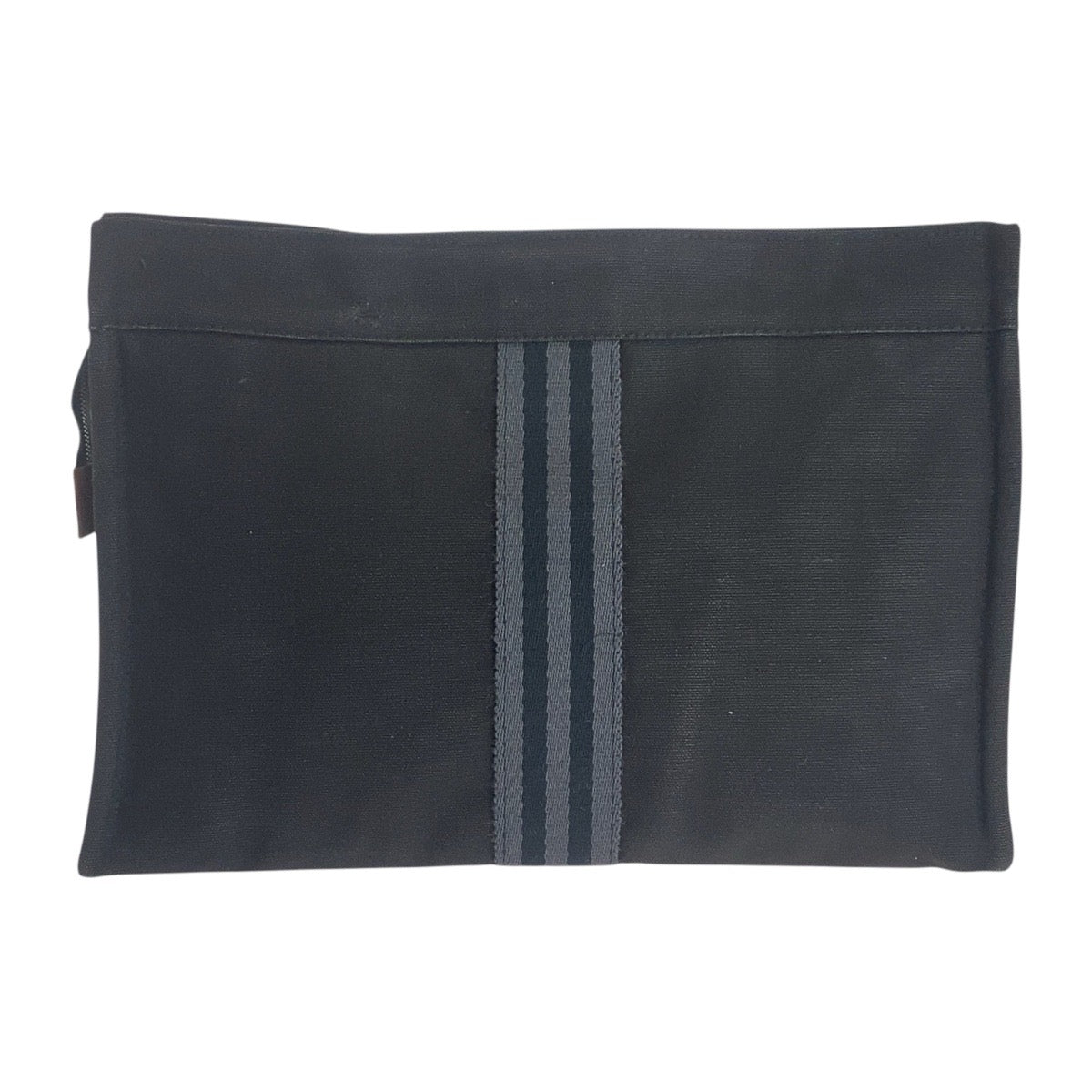 16827
HERMES エルメス フールトゥ ブラック 黒 グレー シルバー金具 キャンバス クラッチバッグ セカンドバッグ  メンズ