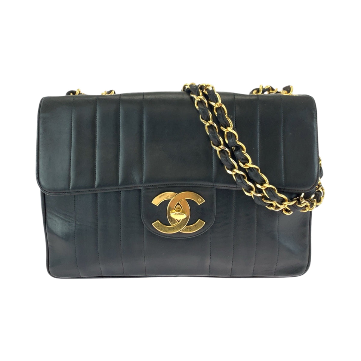16829
CHANEL シャネル ヴィンテージ マドモアゼル シングルフラップ ココマーク ターンロック ブラック 黒 ゴールド金具 ラムスキン チェーンショルダーバッグ レディース AB280