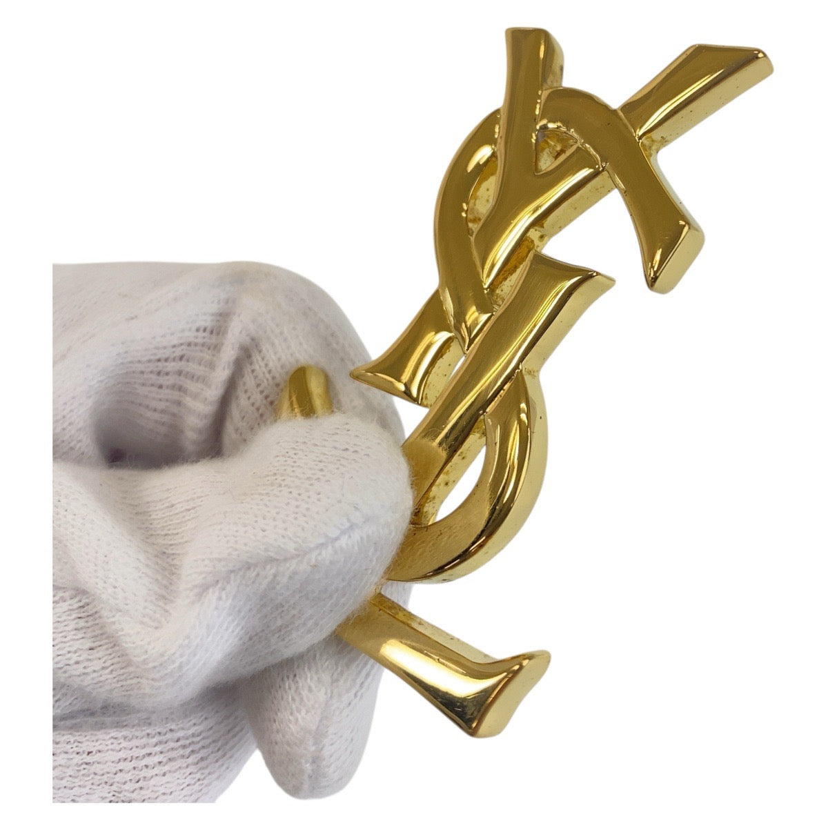 16830
YVES SAINT LAURENT イヴ サンローラン ヴィンテージ YSL ゴールド メッキ ブローチ  レディース A39