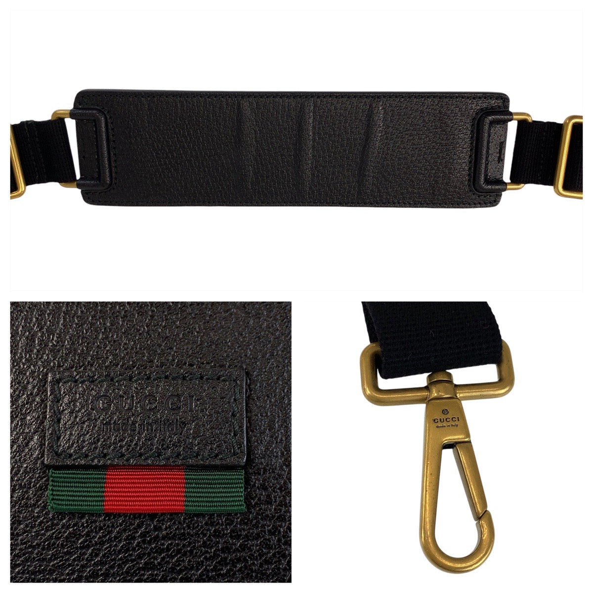 16832
GUCCI グッチ シェリーライン ブラック 黒 ゴールド金具 レザー 450976 ショルダーバッグ クラッチバッグ 2way  メンズ A70