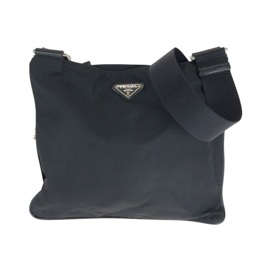 16833
PRADA プラダ テスート 三角ロゴプレート ブラック 黒 シルバー金具 ナイロン ショルダーバッグ サコッシュ  レディース ABP35