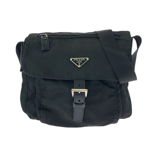 16834
PRADA プラダ テスート 三角ロゴプレート ブラック 黒 シルバー金具 ナイロン ショルダーバッグ ポシェット  レディース ABP40