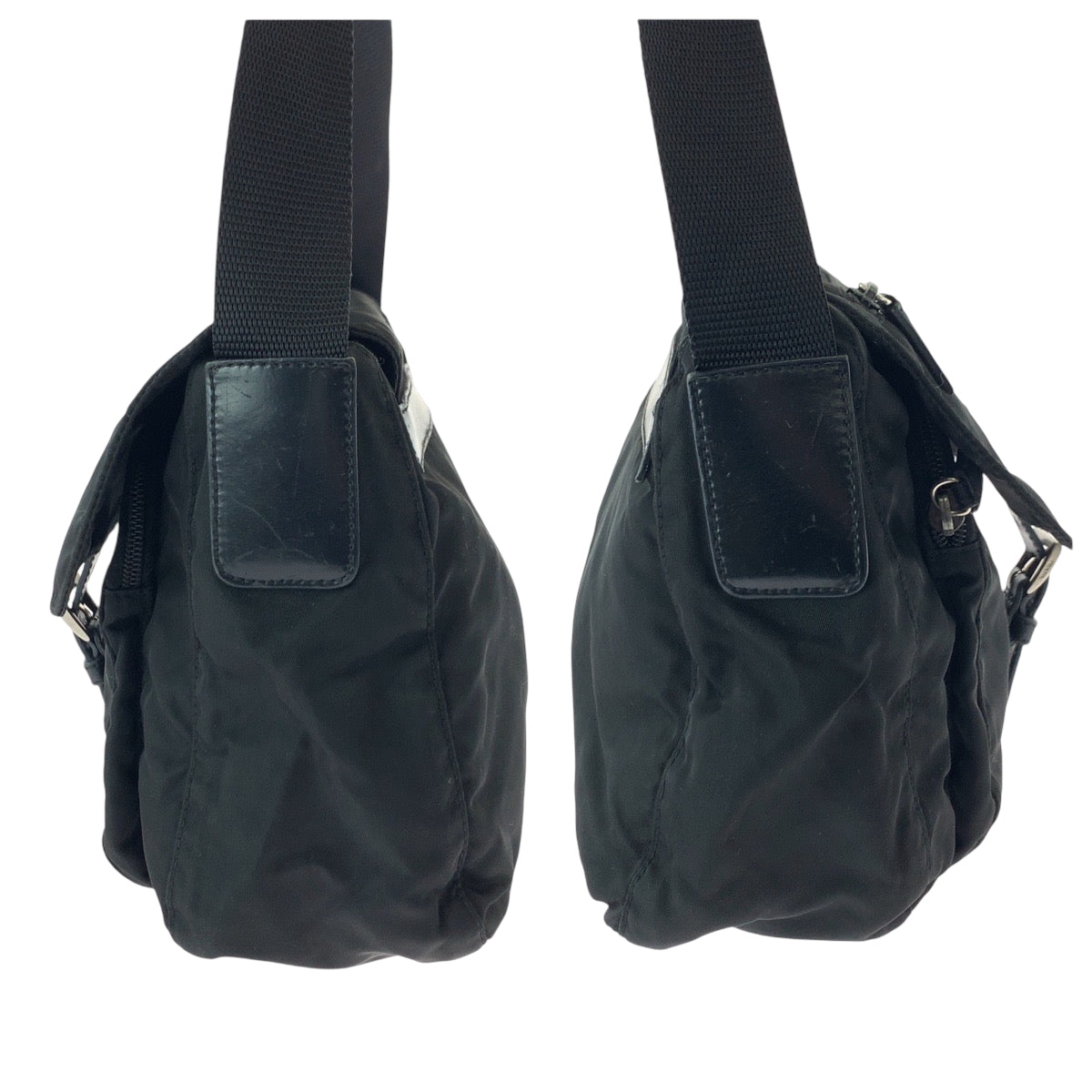 16834
PRADA プラダ テスート 三角ロゴプレート ブラック 黒 シルバー金具 ナイロン ショルダーバッグ ポシェット  レディース ABP40