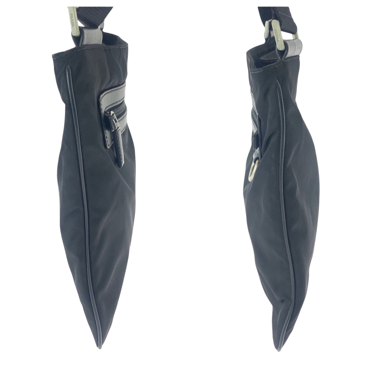 16836
PRADA プラダ テスート 三角ロゴプレート ブラック 黒 シルバー金具 ナイロン ショルダーバッグ ポシェット  メンズ ABP39