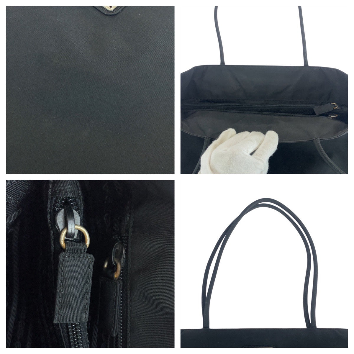 16837
PRADA プラダ テスート 三角ロゴプレート ブラック 黒 シルバー金具 ナイロン トートバッグ ショルダーバッグ  レディース ABP42