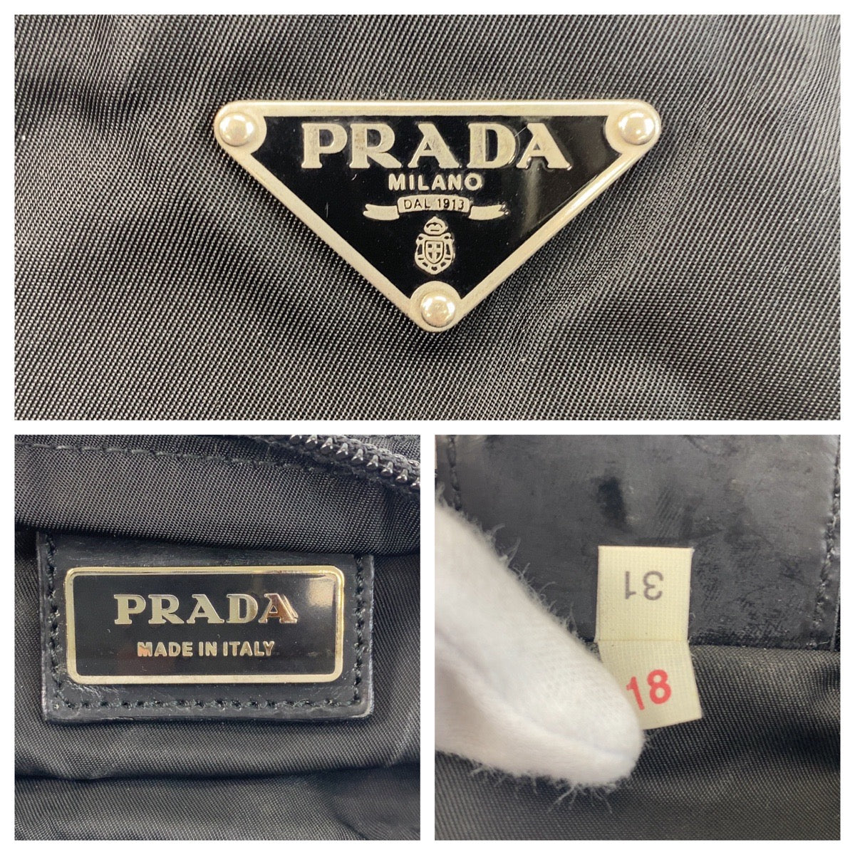 16838
PRADA プラダ テスート 三角ロゴプレート ブラック 黒 シルバー金具 ナイロン ショルダーバッグ ポシェット  レディース ABP39