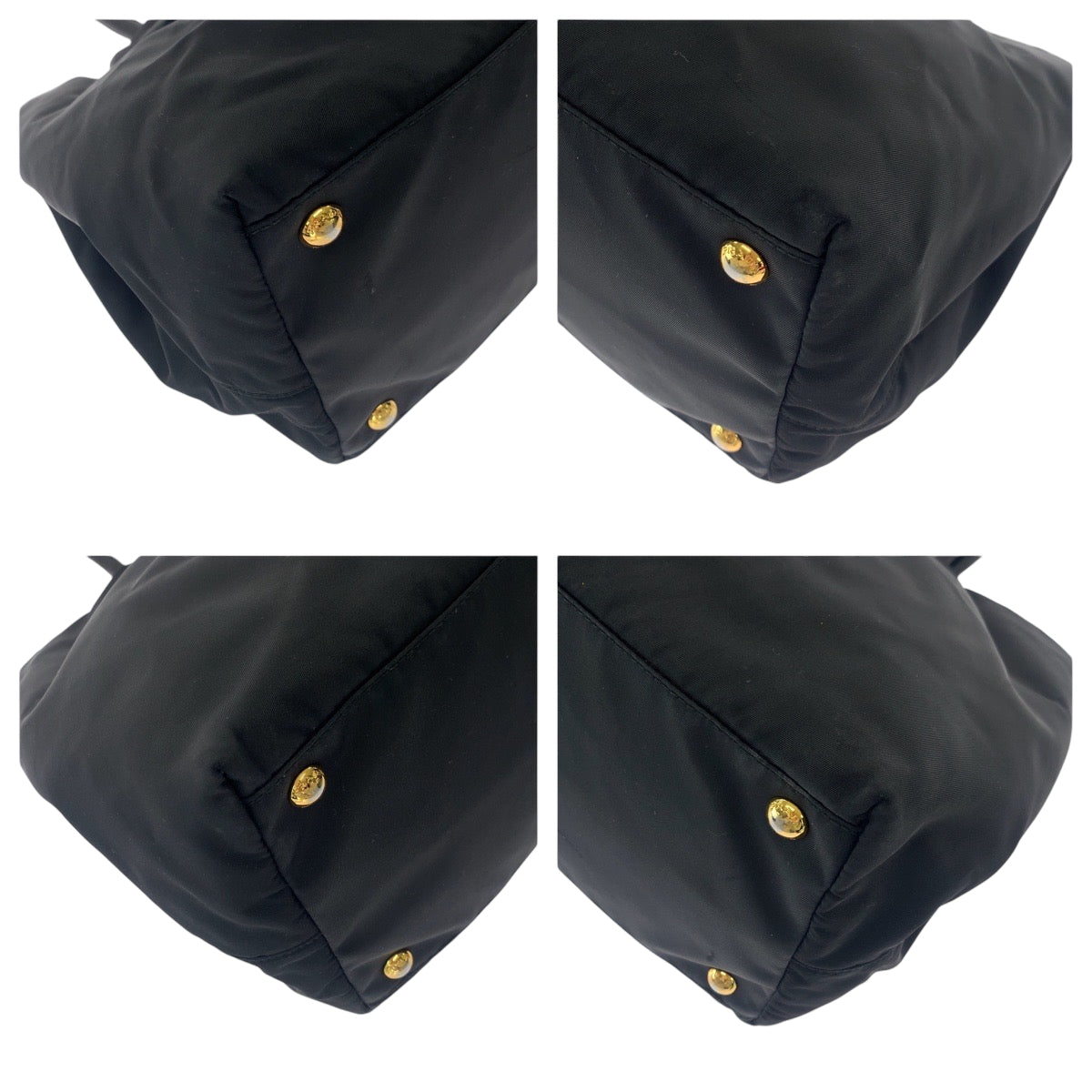 16839
PRADA プラダ テスート ロゴ リボン ブラック 黒 ゴールド金具 ナイロン BN1601 トートバッグ ハンドバッグ  レディース AB39