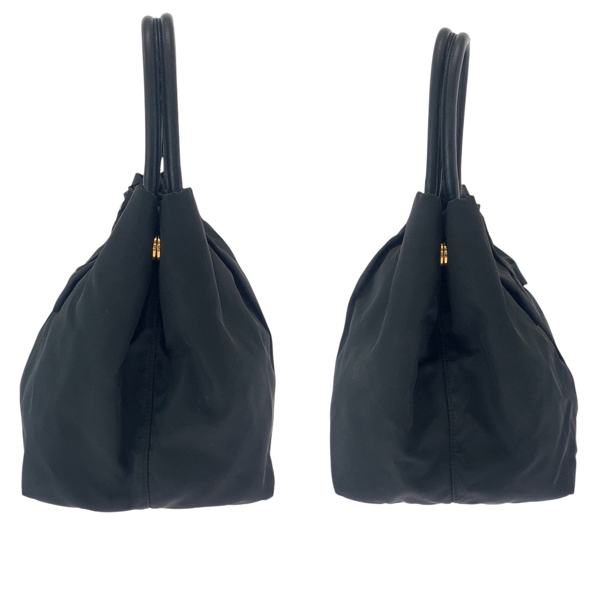 16839
PRADA プラダ テスート ロゴ リボン ブラック 黒 ゴールド金具 ナイロン BN1601 トートバッグ ハンドバッグ  レディース AB39