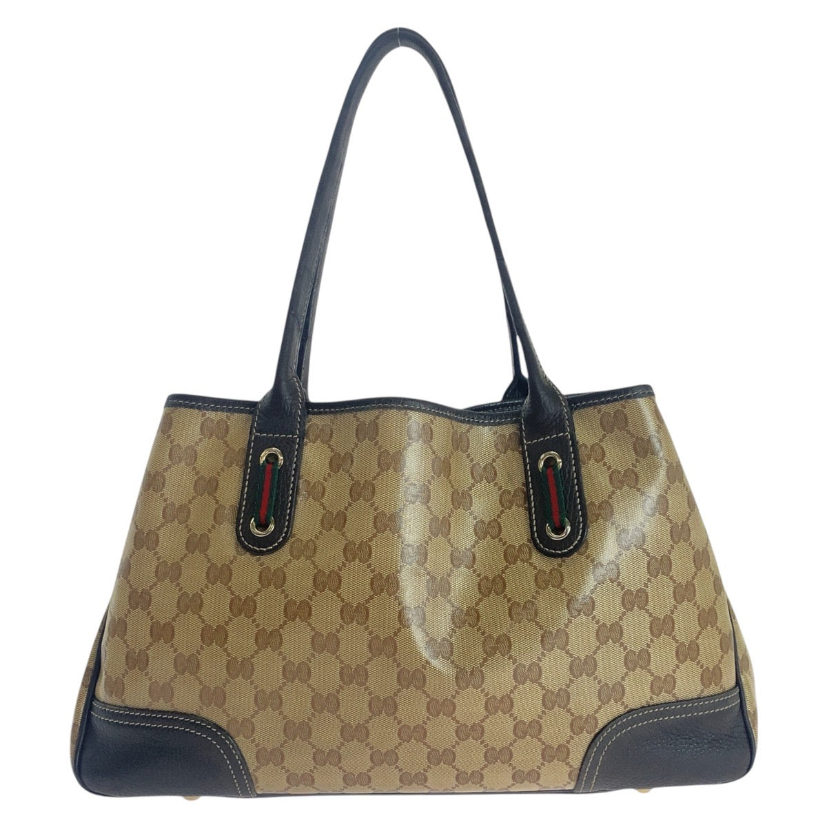 16843
GUCCI グッチ シェリーライン GGクリスタル ベージュ ブラウン ゴールド金具 PVC / レザー 293592 トートバッグ ショルダーバッグ  レディース AB32
