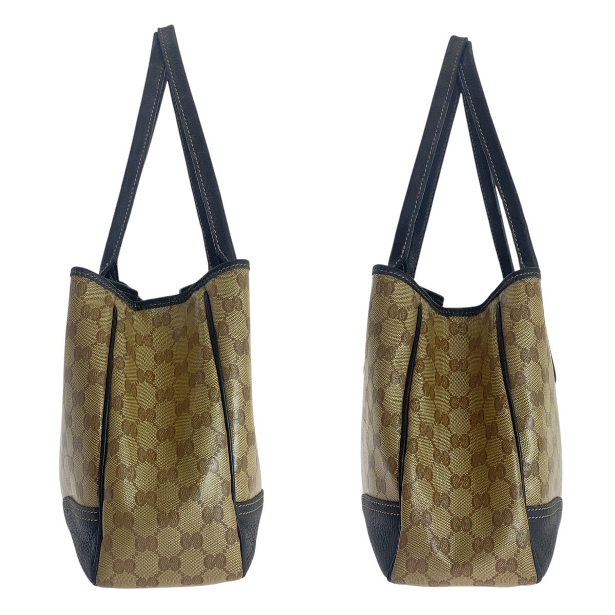 16843
GUCCI グッチ シェリーライン GGクリスタル ベージュ ブラウン ゴールド金具 PVC / レザー 293592 トートバッグ ショルダーバッグ  レディース AB32