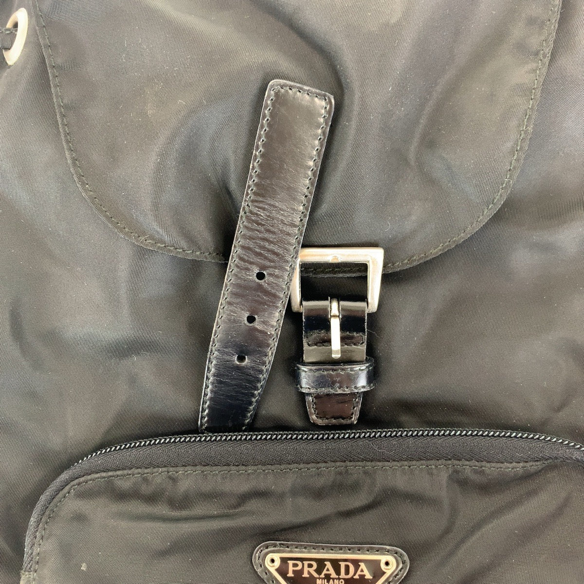 16850
PRADA プラダ テスート 三角ロゴプレート ブラック 黒 シルバー金具 ナイロン リュックサック バックパック  レディース ABP40