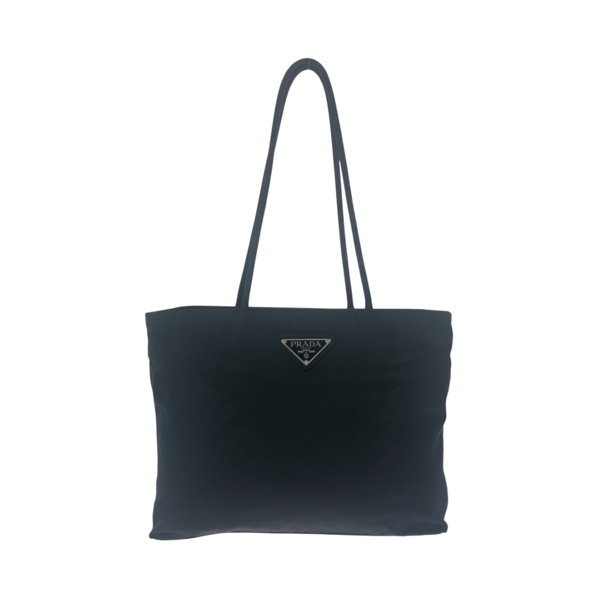 16851
PRADA プラダ ヴィンテージ テスート 三角ロゴプレート ブラック 黒 シルバー金具 ナイロン トートバッグ ショルダーバッグ  レディース AB32