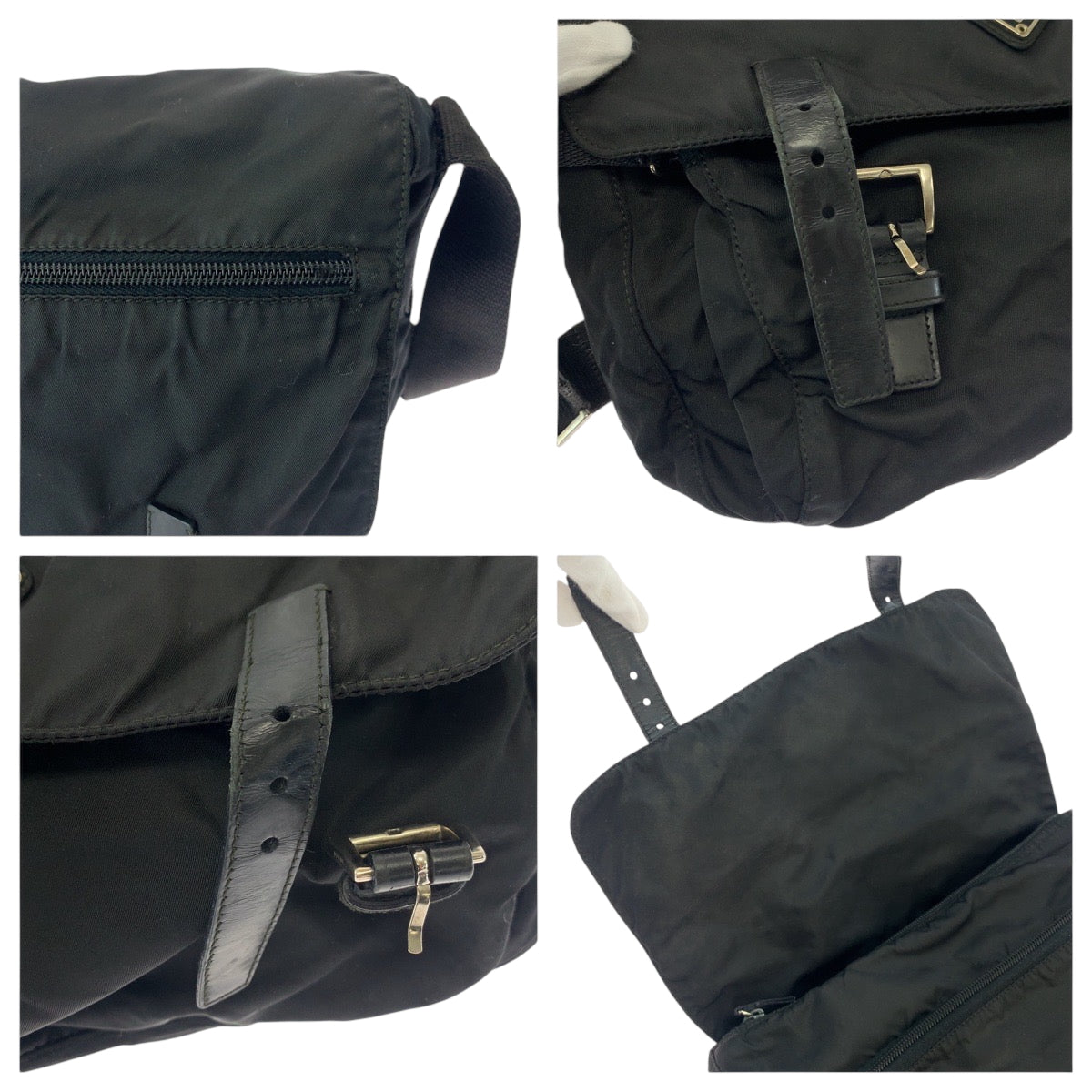 16853
PRADA プラダ テスート 三角ロゴプレート ブラック 黒 シルバー金具 ナイロン 1BD671 ショルダーバッグ メッセンジャーバッグ  メンズ AB39