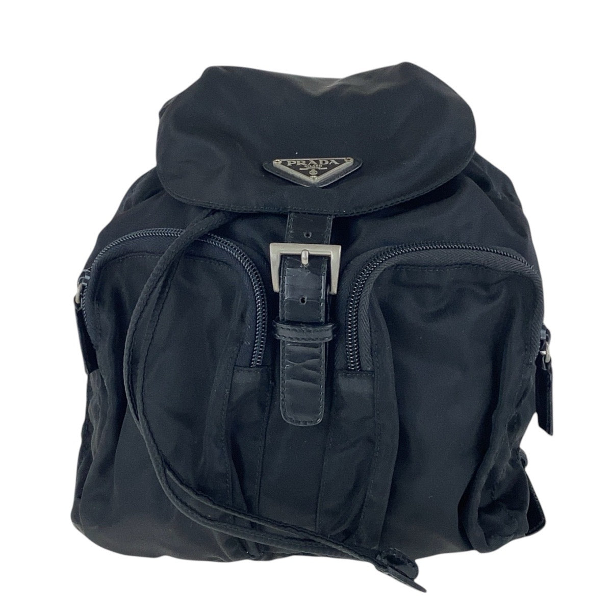 16854
PRADA プラダ テスート 三角ロゴプレート ブラック 黒 シルバー金具 ナイロン バックパック リュックサック  レディース AB46