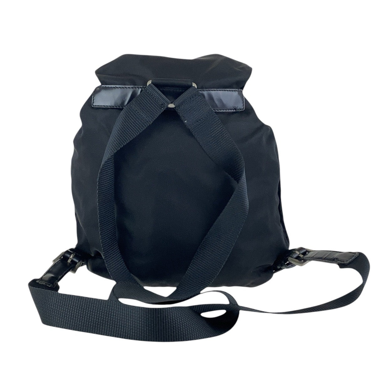16854
PRADA プラダ テスート 三角ロゴプレート ブラック 黒 シルバー金具 ナイロン バックパック リュックサック  レディース AB46