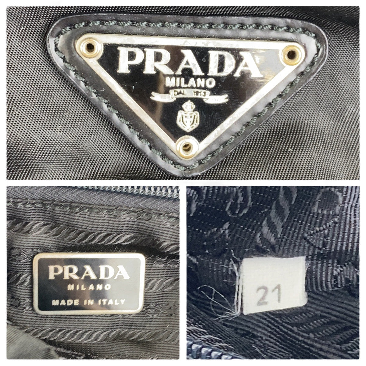 16854
PRADA プラダ テスート 三角ロゴプレート ブラック 黒 シルバー金具 ナイロン バックパック リュックサック  レディース AB46