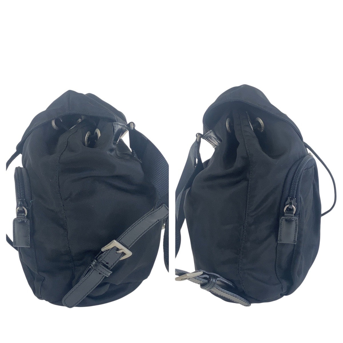 16854
PRADA プラダ テスート 三角ロゴプレート ブラック 黒 シルバー金具 ナイロン バックパック リュックサック  レディース AB46