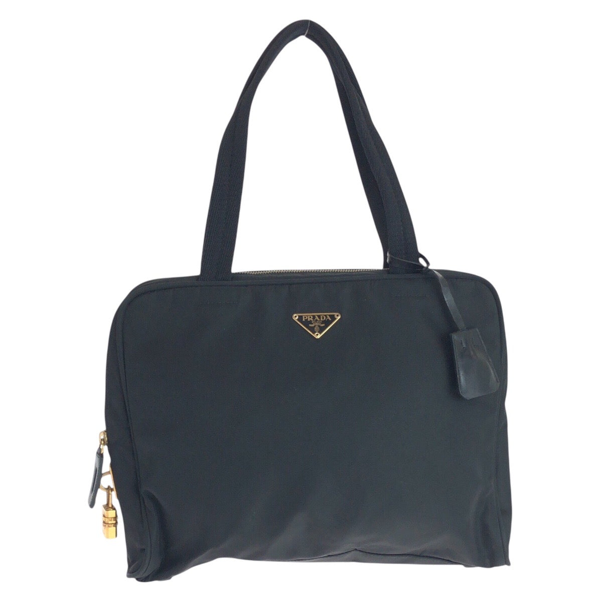 16855
PRADA プラダ テスート 三角ロゴプレート ブラック 黒 ゴールド金具 ナイロン トートバッグ ショルダーバッグ  レディース ABP41