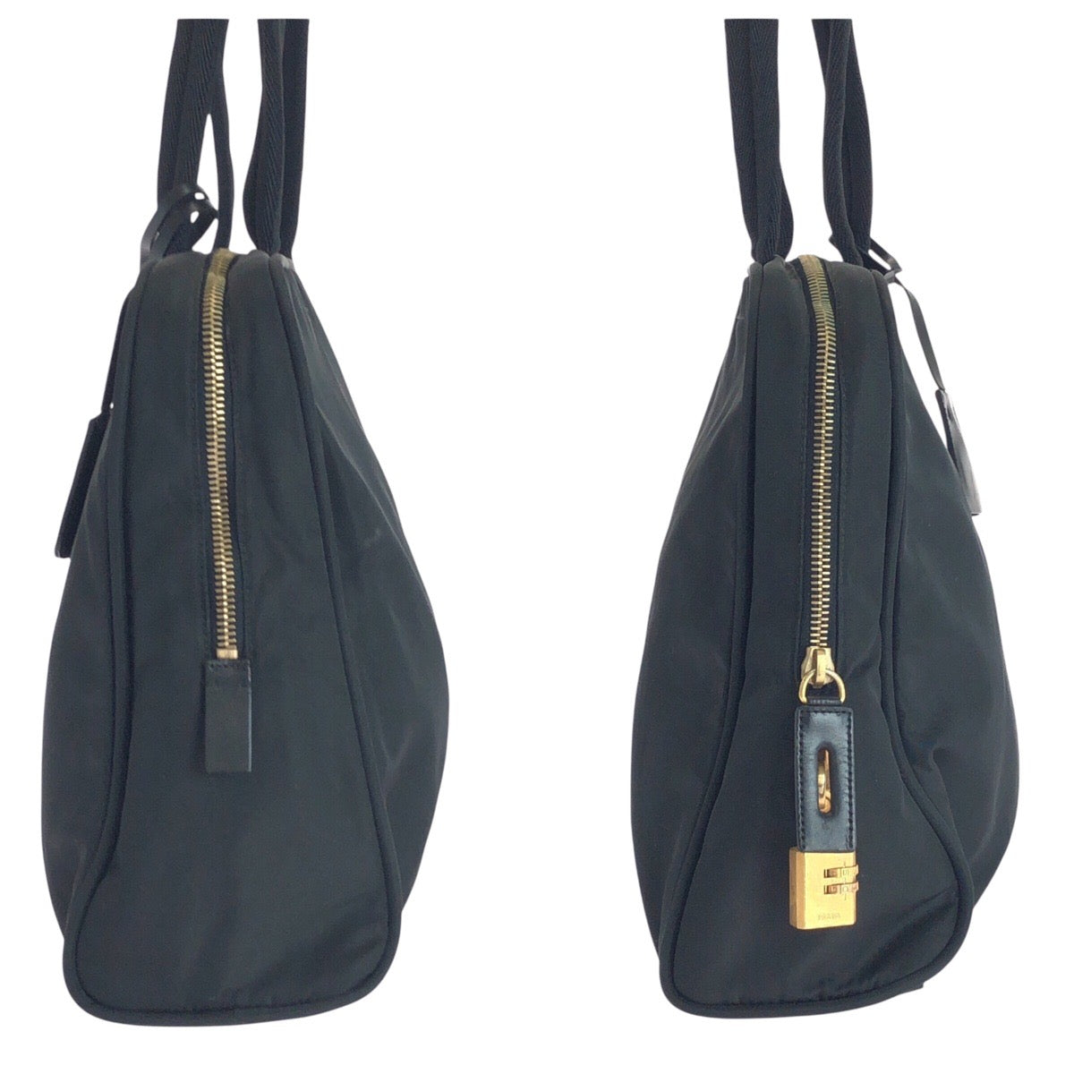 16855
PRADA プラダ テスート 三角ロゴプレート ブラック 黒 ゴールド金具 ナイロン トートバッグ ショルダーバッグ  レディース ABP41