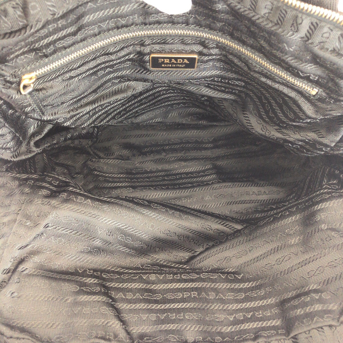 16855
PRADA プラダ テスート 三角ロゴプレート ブラック 黒 ゴールド金具 ナイロン トートバッグ ショルダーバッグ  レディース ABP41