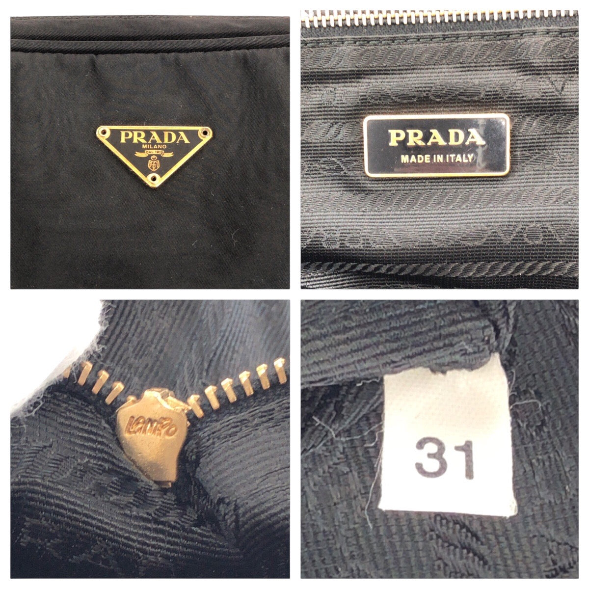 16855
PRADA プラダ テスート 三角ロゴプレート ブラック 黒 ゴールド金具 ナイロン トートバッグ ショルダーバッグ レディース ABP41