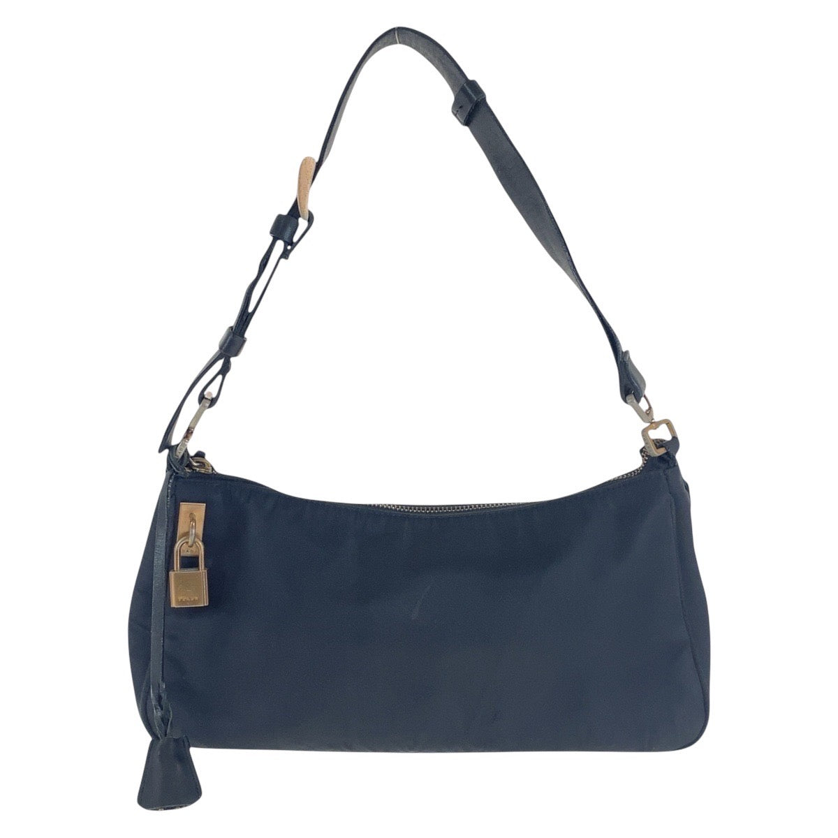 16857
PRADA プラダ テスート 三角ロゴプレート ブラック 黒 ゴールド金具 ナイロン / レザー ショルダーバッグ  レディース AB26
