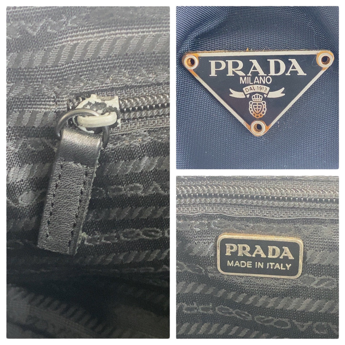 16857
PRADA プラダ テスート 三角ロゴプレート ブラック 黒 ゴールド金具 ナイロン / レザー ショルダーバッグ  レディース AB26