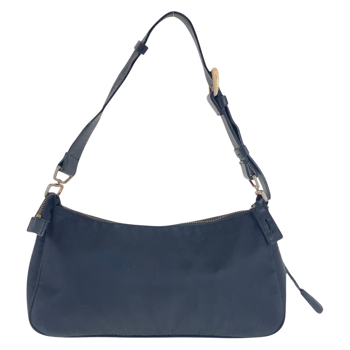 16857
PRADA プラダ テスート 三角ロゴプレート ブラック 黒 ゴールド金具 ナイロン / レザー ショルダーバッグ  レディース AB26