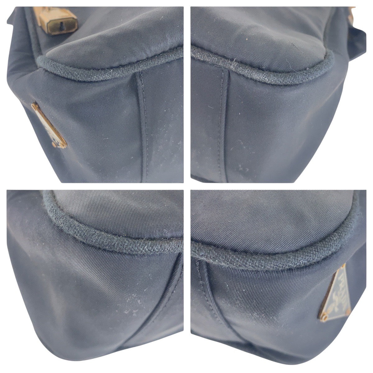 16857
PRADA プラダ テスート 三角ロゴプレート ブラック 黒 ゴールド金具 ナイロン / レザー ショルダーバッグ  レディース AB26