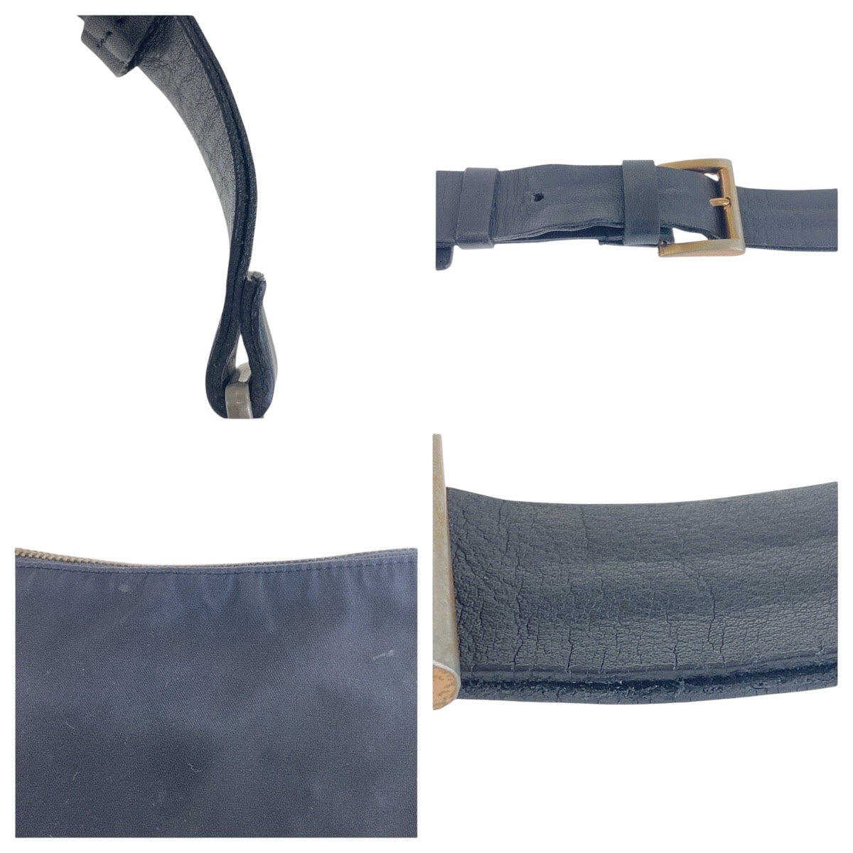 16857
PRADA プラダ テスート 三角ロゴプレート ブラック 黒 ゴールド金具 ナイロン / レザー ショルダーバッグ  レディース AB26