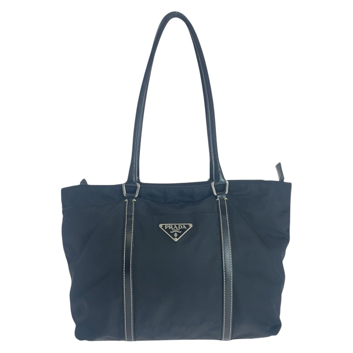 16858
PRADA プラダ テスート 三角ロゴプレート ブラック 黒 シルバー金具 ナイロン / レザー トートバッグ ショルダーバッグ  レディース ABP39