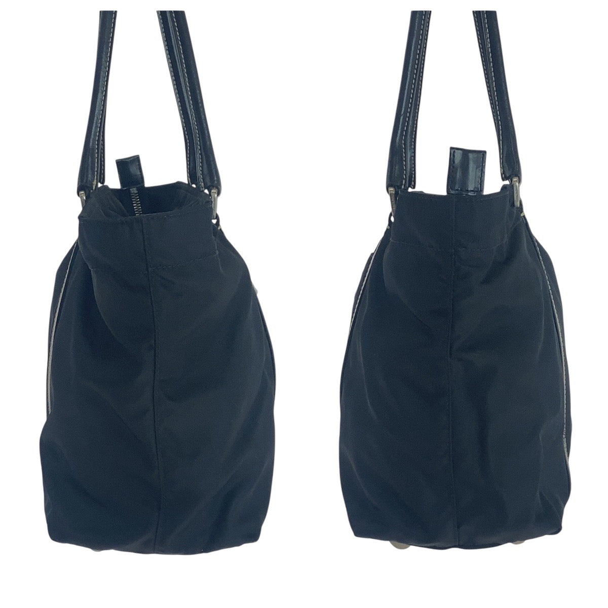 16858
PRADA プラダ テスート 三角ロゴプレート ブラック 黒 シルバー金具 ナイロン / レザー トートバッグ ショルダーバッグ  レディース ABP39