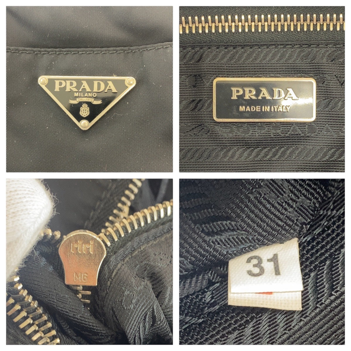 16858
PRADA プラダ テスート 三角ロゴプレート ブラック 黒 シルバー金具 ナイロン / レザー トートバッグ ショルダーバッグ  レディース ABP39