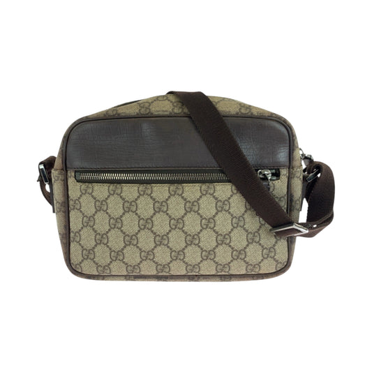 16859
GUCCI グッチ ベージュ ブラウン シルバー金具 GGスプリームキャンバス 114291 ショルダーバッグ ポシェット  レディース AB34
