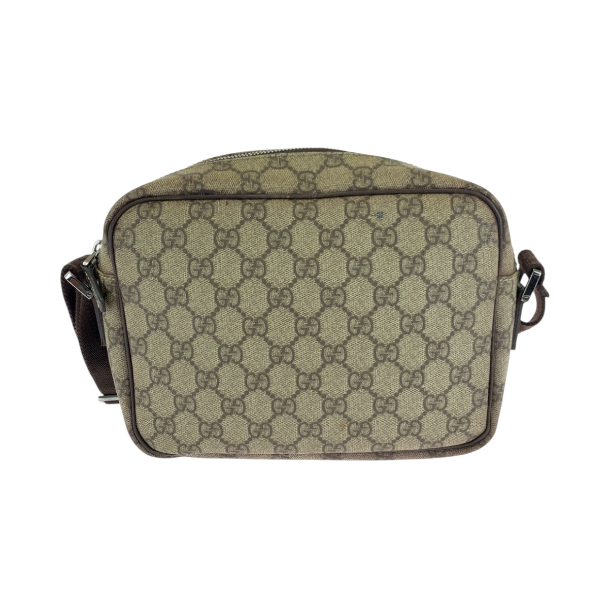 16859
GUCCI グッチ ベージュ ブラウン シルバー金具 GGスプリームキャンバス 114291 ショルダーバッグ ポシェット  レディース AB34