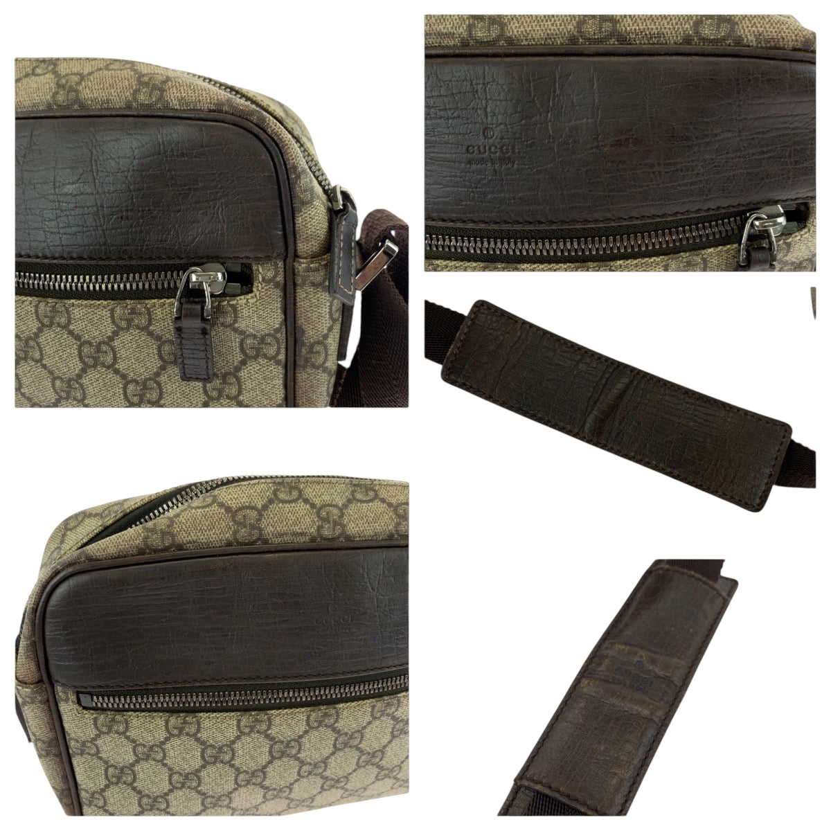 16859
GUCCI グッチ ベージュ ブラウン シルバー金具 GGスプリームキャンバス 114291 ショルダーバッグ ポシェット  レディース AB34