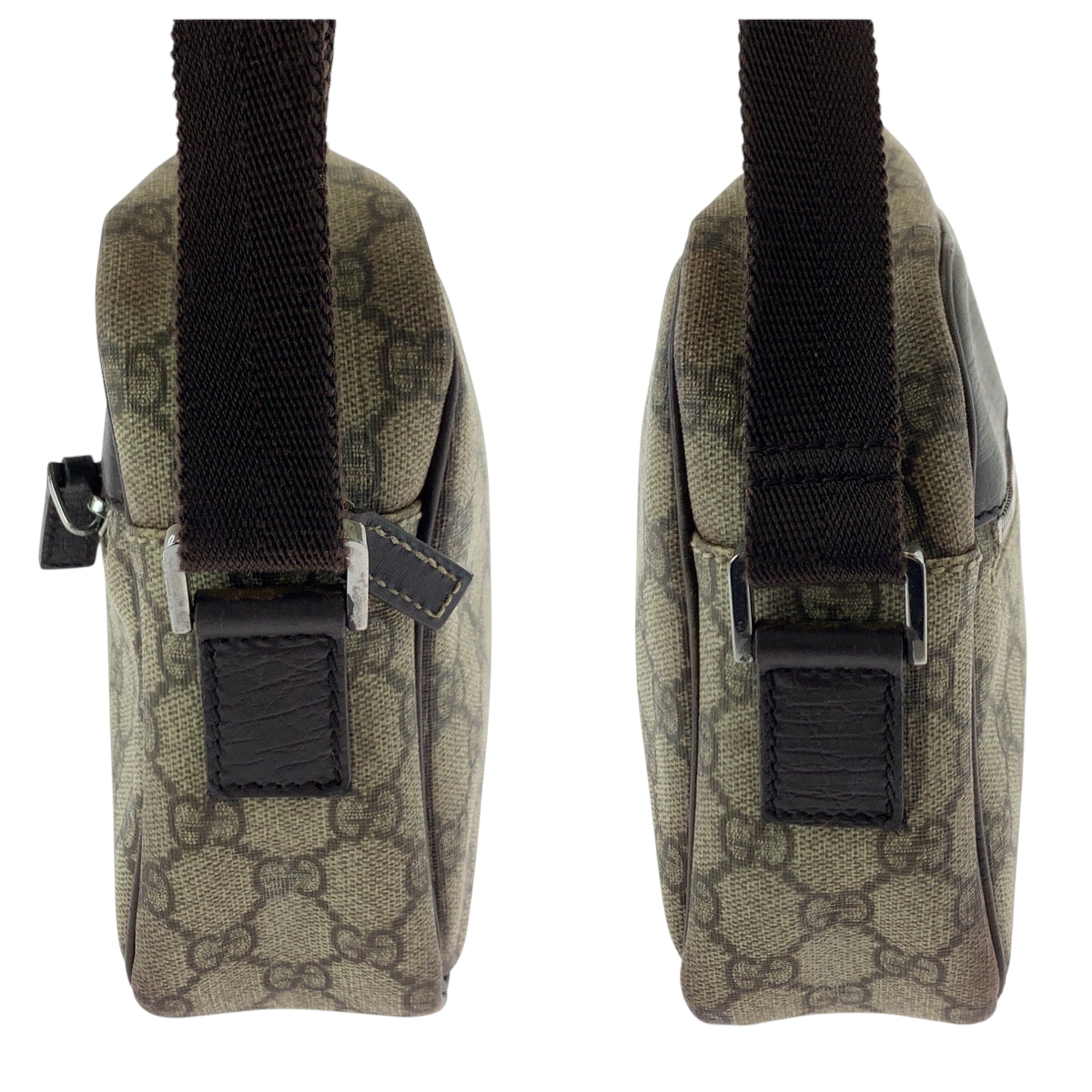 16859
GUCCI グッチ ベージュ ブラウン シルバー金具 GGスプリームキャンバス 114291 ショルダーバッグ ポシェット  レディース AB34