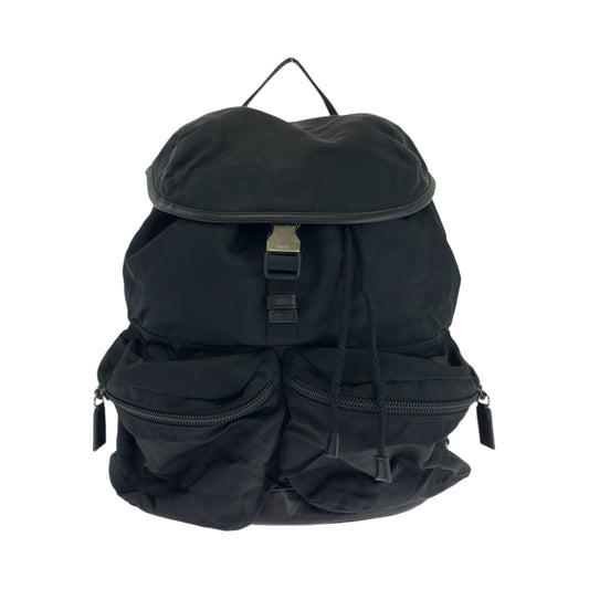 16861
PRADA プラダ テスート 三角ロゴプレート ブラック 黒 シルバー金具 ナイロン リュックサック バックパック  メンズ ABP44