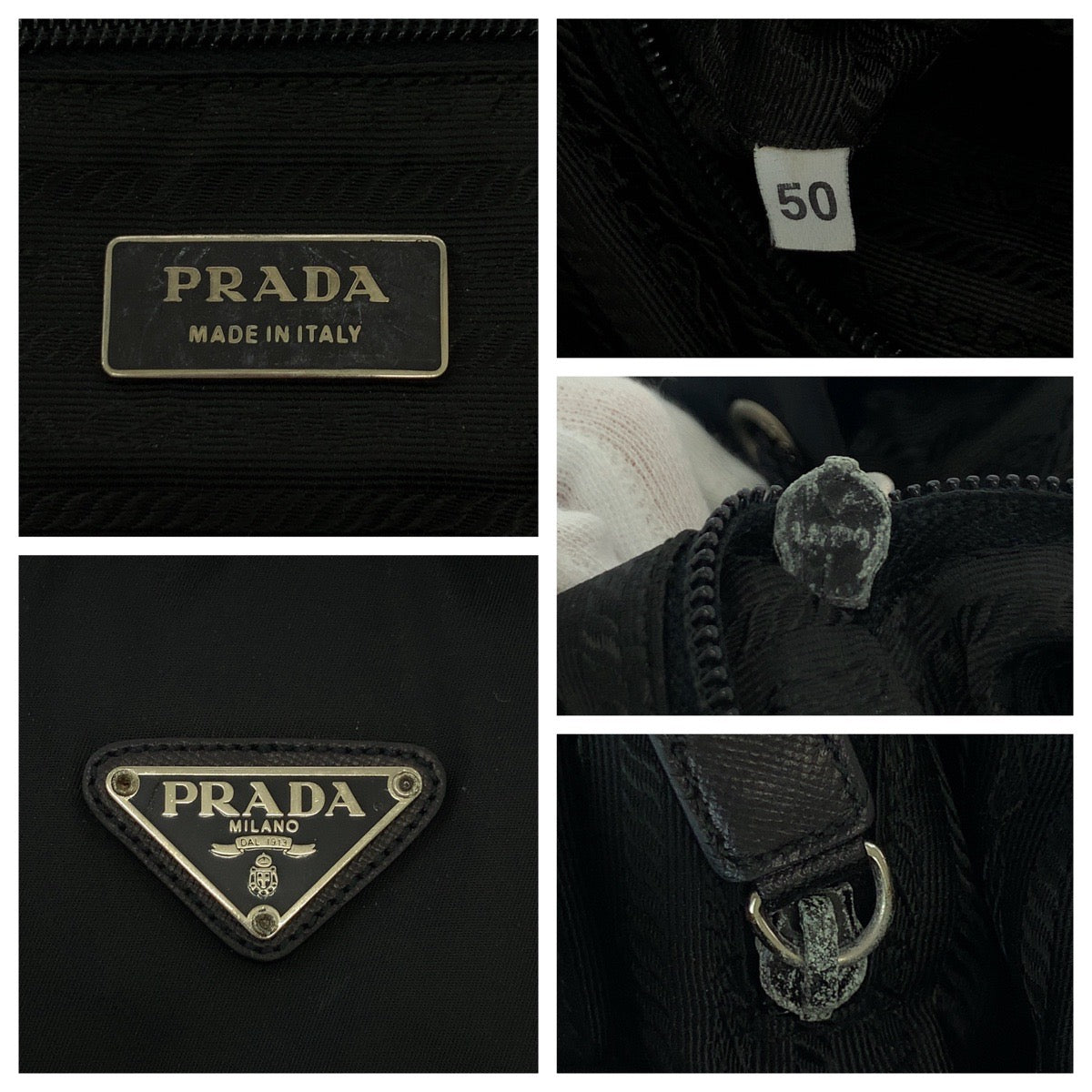 16861
PRADA プラダ テスート 三角ロゴプレート ブラック 黒 シルバー金具 ナイロン リュックサック バックパック  メンズ ABP44