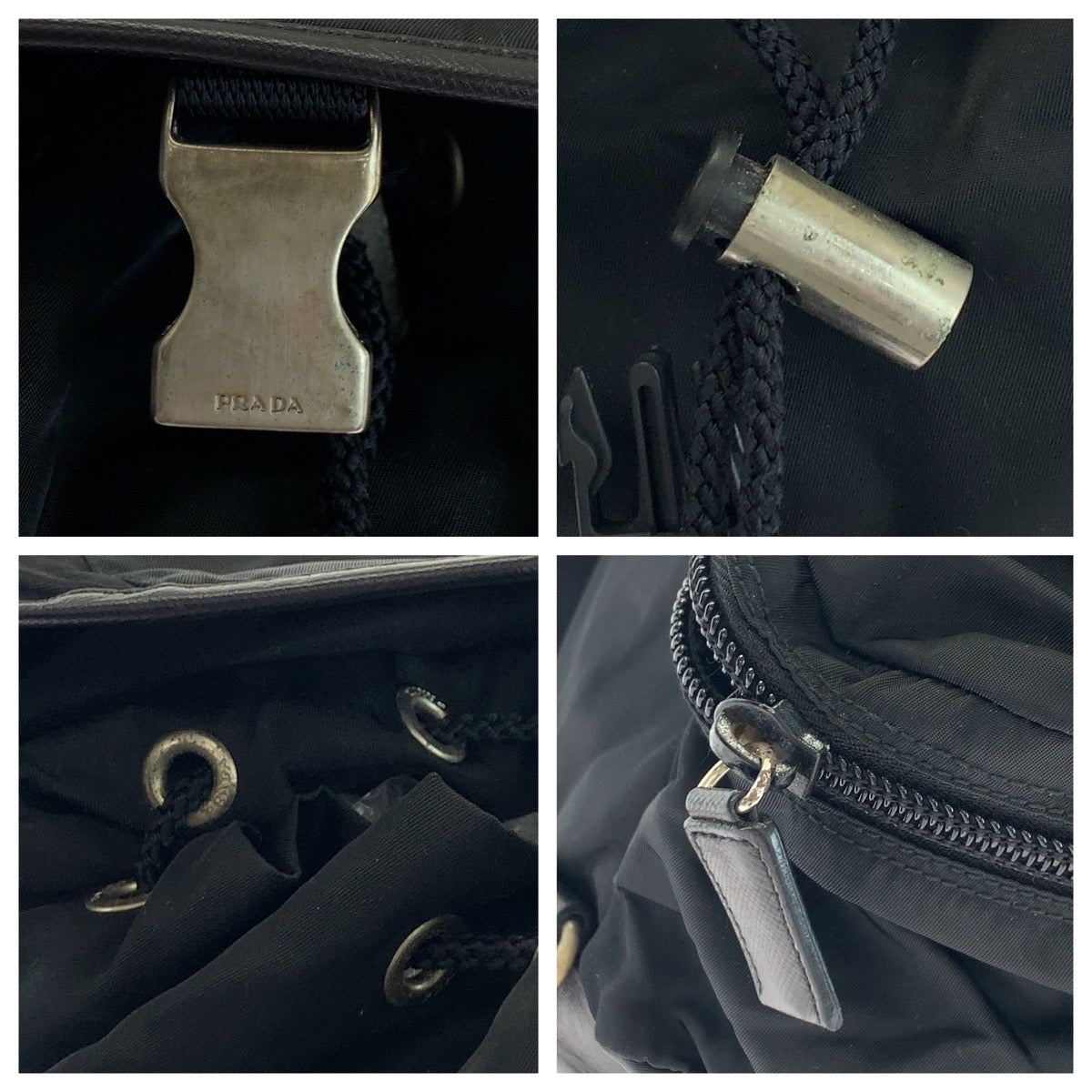 16861
PRADA プラダ テスート 三角ロゴプレート ブラック 黒 シルバー金具 ナイロン リュックサック バックパック  メンズ ABP44