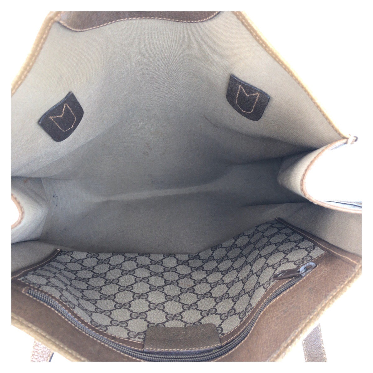 16864
GUCCI グッチ ヴィンテージ オールドグッチ ベージュ ゴールド金具 GGスプリームキャンバス / レザー 92 02 998 トートバッグ ショルダーバッグ  レディース AB35