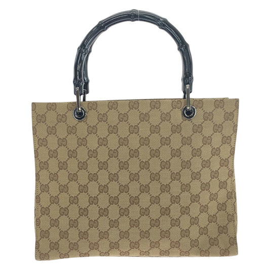 16868
GUCCI グッチ バンブー ベージュ ブラック シルバー金具 GGキャンバス 002 1016 トートバッグ ハンドバッグ レディース ABP44