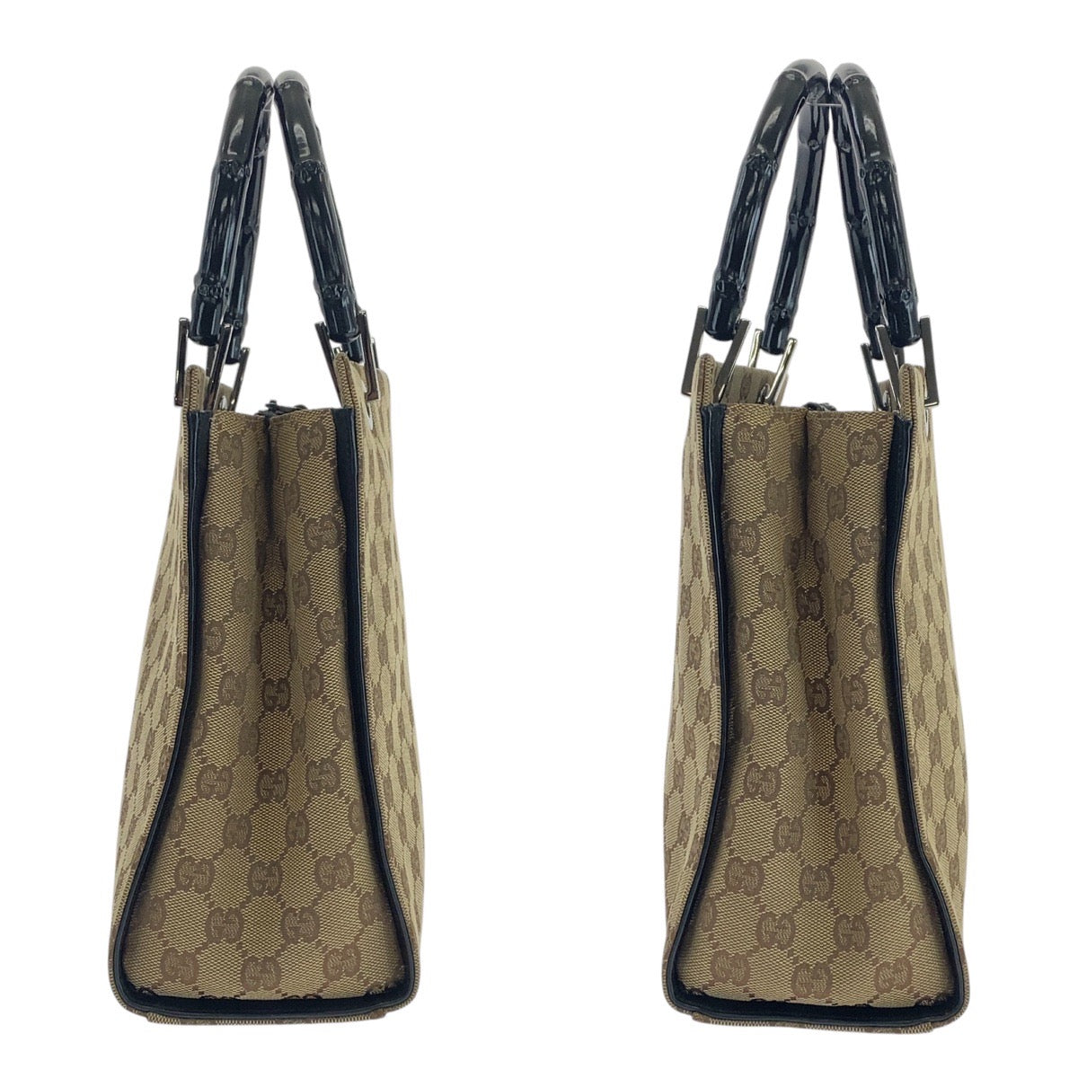 16868
GUCCI グッチ バンブー ベージュ ブラック シルバー金具 GGキャンバス 002 1016 トートバッグ ハンドバッグ  レディース ABP44
