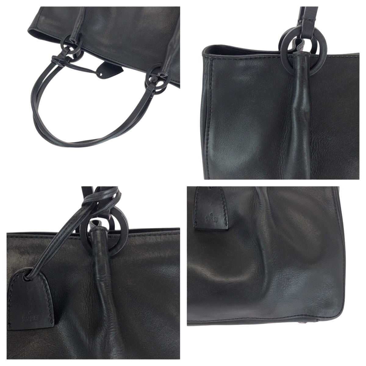 16871
GUCCI グッチ ブラック 黒 ゴールド金具 レザー 94898 トートバッグ ハンドバッグ  レディース AB21